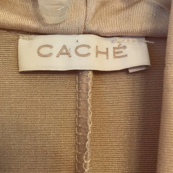 Cache VINTAGE USA ivory sleeveless draped V neck shimmer top tunic blouse EUC - Picture 2 of 8